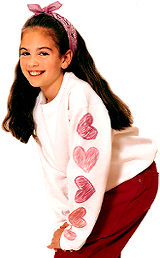 Girl wearing crayon batik sweatshirt